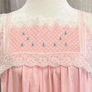 Vintage Deena & Ozzy Pink Satin Lace Nightgown Deadstock JCPenney 70s